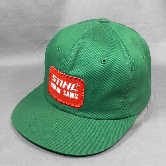 Vtg STIHL Chain Saws Snapback Hat K-Brand Green Outdoor Baseball Patch USA Mens - Picture 1 of 14